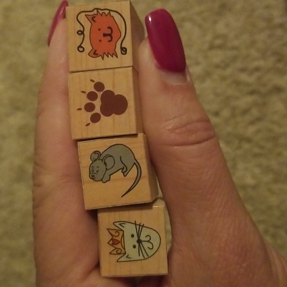 Cat stamps wooden